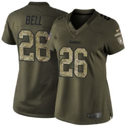 Cheap LeVeon Bell Steelers Women Jersey From China Olive Salute To Service #26