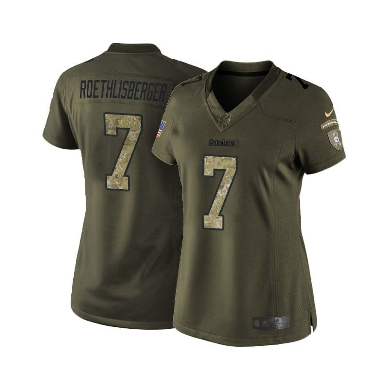 Cheap Ben Roethlisberger Steelers Women Jersey From China Olive Salute To Service #7