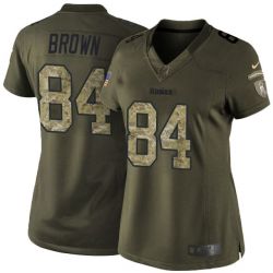 Cheap Antonio Brown Steelers Women Jersey From China Olive Salute To Service #84
