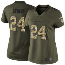 Cheap Marshawn Lynch Seahawks Women Jersey From China Olive Salute To Service #24