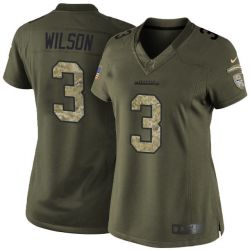 Cheap Russell Wilson Seahawks Women Jersey From China Olive Salute To Service #3