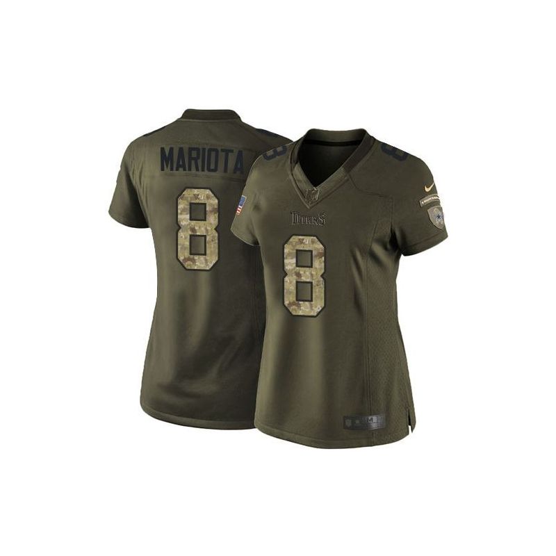 Cheap Marcus Mariota Titans Women Jersey From China Olive Salute To Service #8