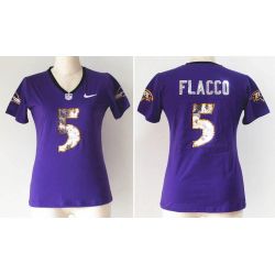 Cheap Joe Flacco Ravens Women Jersey From China Purple Sequin Fashion #5