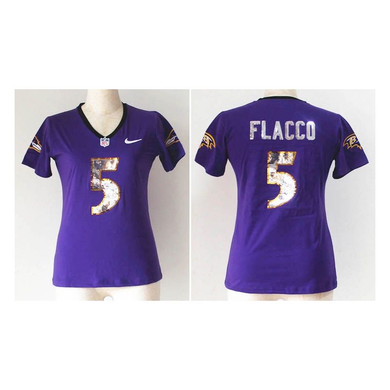 Cheap Joe Flacco Ravens Women Jersey From China Purple Sequin Fashion #5