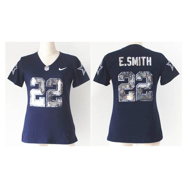Cheap Emmitt Smith Cowboys Women Jersey From China Blue Sequin Fashion #22