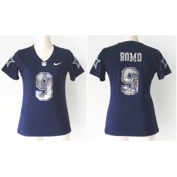 Cheap Tony Romo Cowboys Women Jersey From China Blue Sequin Fashion #9