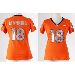 Cheap Peyton Manning Broncos Women Jersey From China Orange Sequin Fashion #18