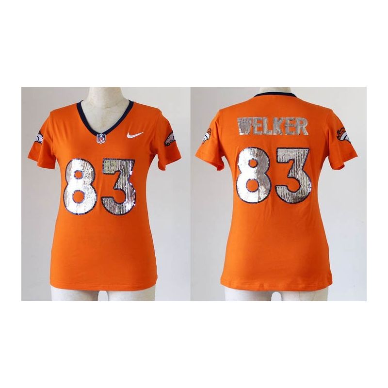 Cheap Wes Welker Broncos Women Jersey From China Orange Sequin Fashion #83