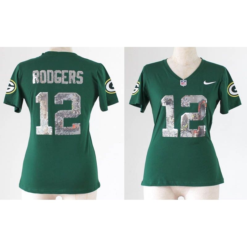 Cheap Aaron Rodgers Packers Women Jersey From China Green Sequin Fashion #12