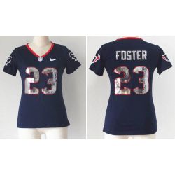 Cheap Arian Foster Texans Women Jersey From China Blue Sequin Fashion #23