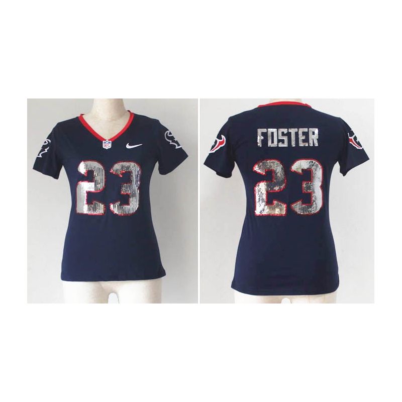 Cheap Arian Foster Texans Women Jersey From China Blue Sequin Fashion #23