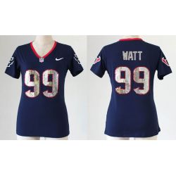 Cheap JJ Watt Texans Women Jersey From China Blue Sequin Fashion #99