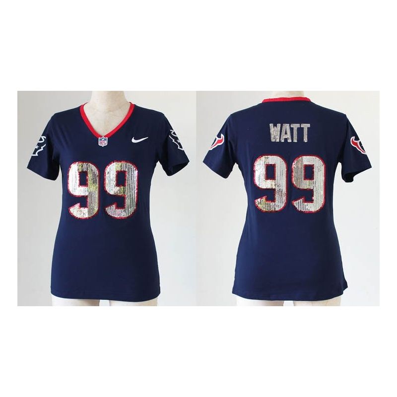 Cheap JJ Watt Texans Women Jersey From China Blue Sequin Fashion #99