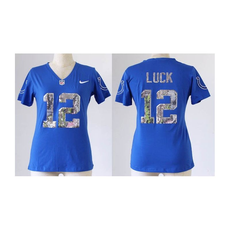 Cheap Andrew Luck Colts Women Jersey From China Blue Sequin Fashion #12