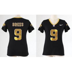 Cheap Drew Brees Saints Women Jersey From China Black Sequin Fashion #9