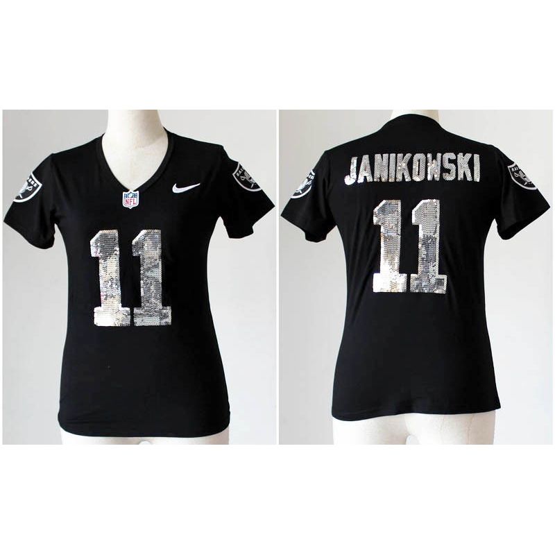 Cheap Sebastian Janikowski Raiders Women Jersey From China Black Sequin Fashion #11