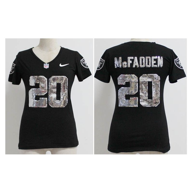 Cheap Darren McFadden Raiders Women Jersey From China Black Sequin Fashion #20