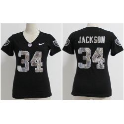 Cheap Bo Jackson Raiders Women Jersey From China Black Sequin Fashion #34