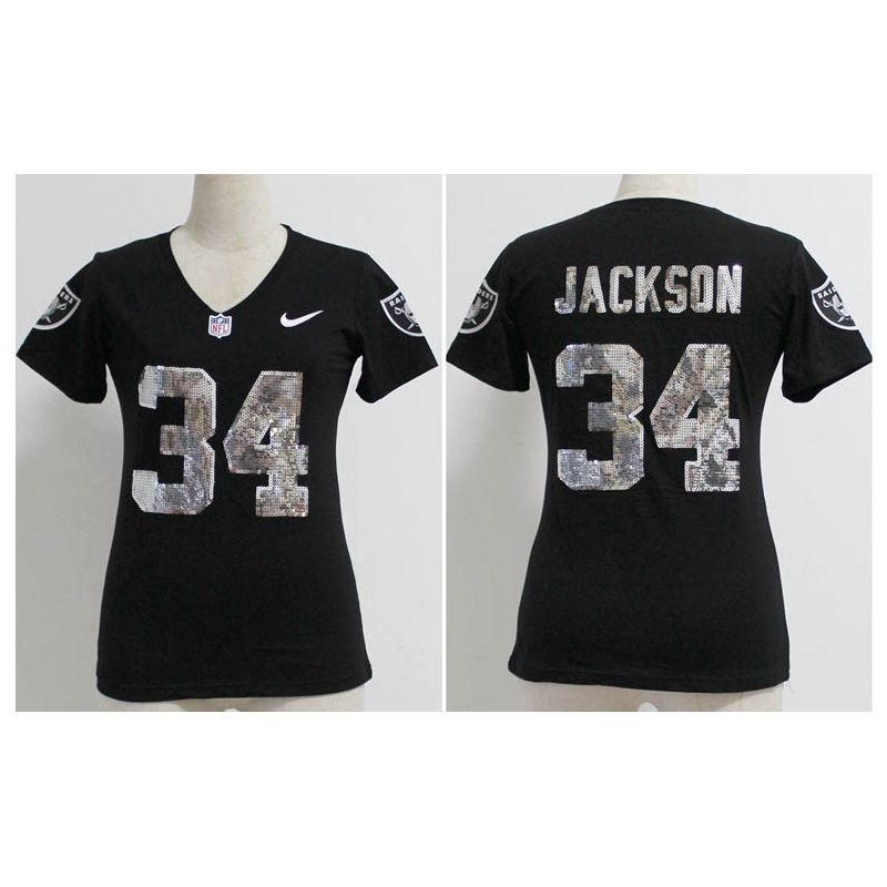 Cheap Bo Jackson Raiders Women Jersey From China Black Sequin Fashion #34