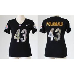 Cheap Troy Polamalu Steelers Women Jersey From China Black Sequin Fashion #43