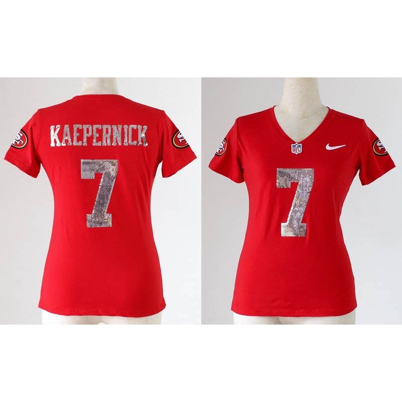 Cheap Colin Kaepernick 49ers Women Jersey From China Red Sequin Fashion #7