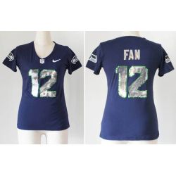 Cheap 12th Fan Seahawks Women Jersey From China Blue Sequin Fashion #12