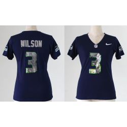 Cheap Russell Wilson Seahawks Women Jersey From China Blue Sequin Fashion #3