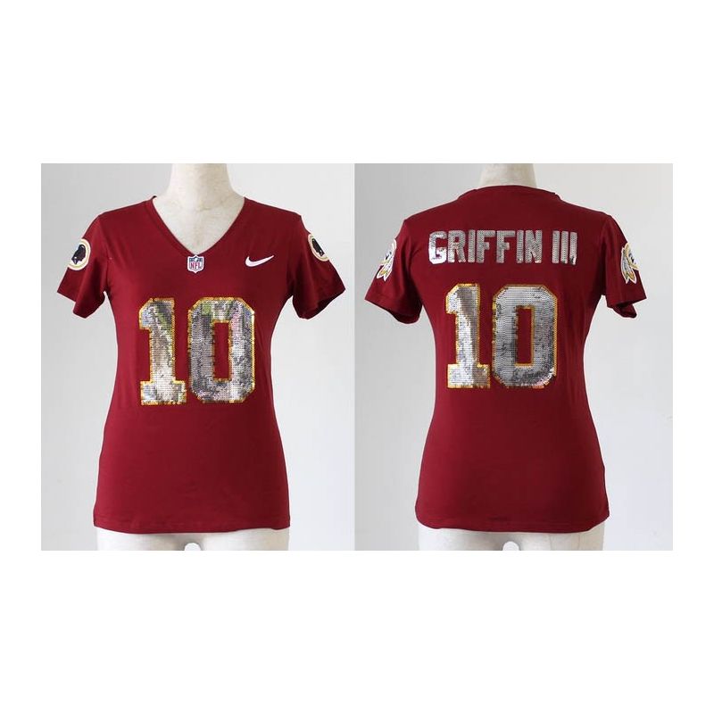 Cheap Robert Griffin III Redskins Women Jersey From China Red Sequin Fashion #10