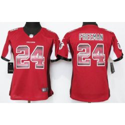 Cheap Devonta Freeman Falcons Women Jersey From China Red Strobe #24