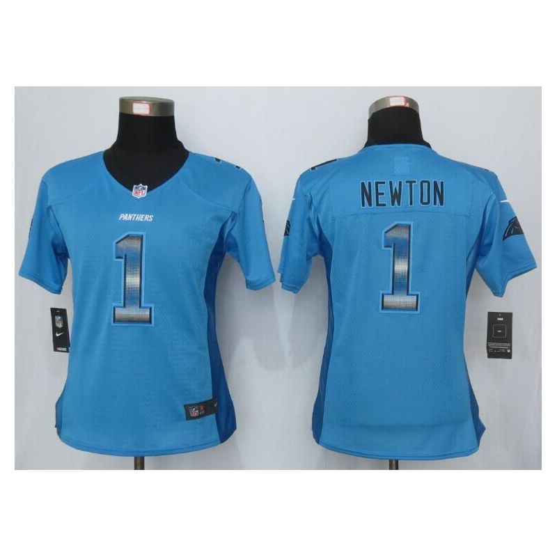 Cheap Cam Newton Panthers Women Jersey From China Blue Strobe #1