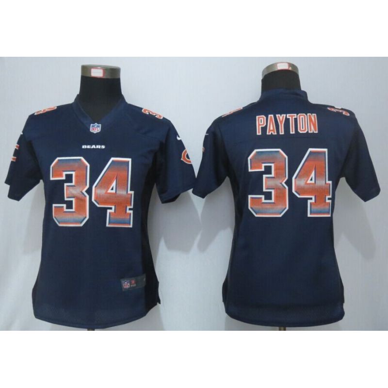 Cheap Walter Payton Bears Women Jersey From China Blue Strobe #34