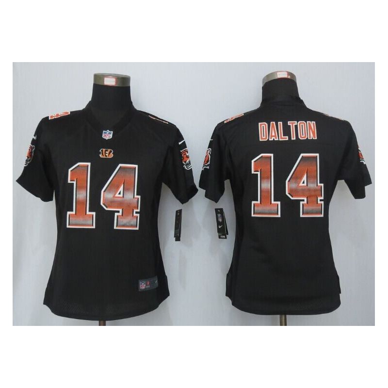 Cheap Andy Dalton Bengals Women Jersey From China Black Strobe #14