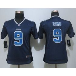 Cheap Tony Romo Cowboys Women Jersey From China Blue Strobe #9
