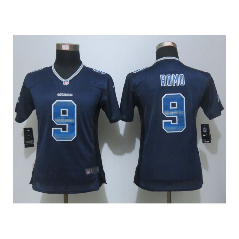 Cheap Tony Romo Cowboys Women Jersey From China Blue Strobe #9