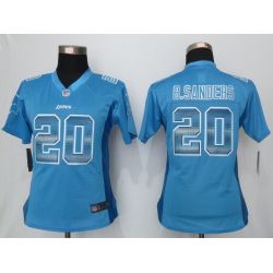 Cheap Barry Sanders Lions Women Jersey From China Blue Strobe #20