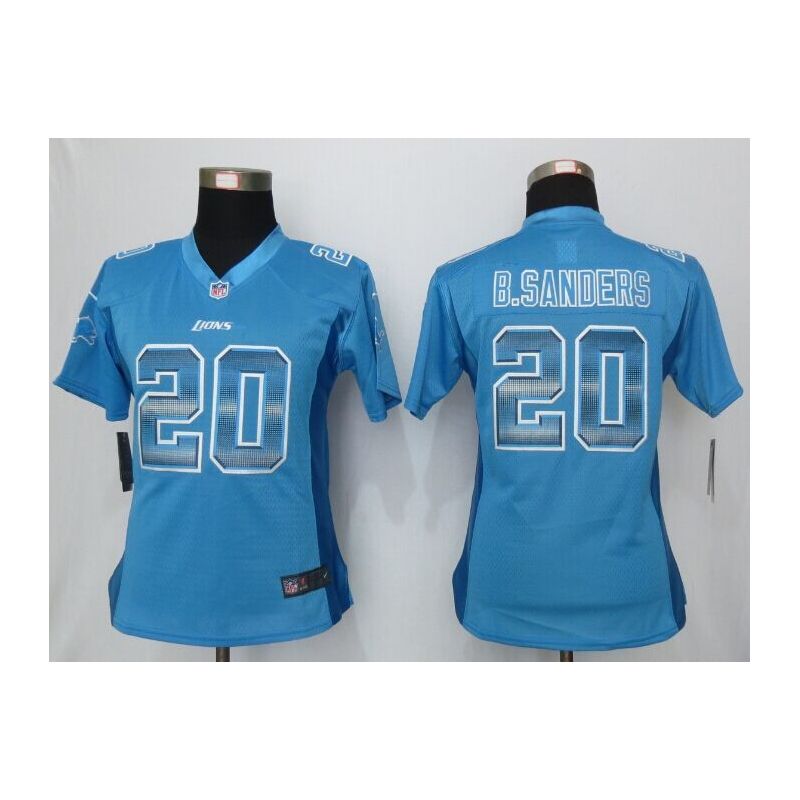 Cheap Barry Sanders Lions Women Jersey From China Blue Strobe #20