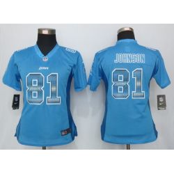 Cheap Calvin Johnson Lions Women Jersey From China Blue Strobe #81