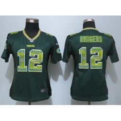 Cheap Aaron Rodgers Packers Women Jersey From China Green Strobe #12