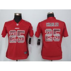 Cheap Jamaal Charles Chiefs Women Jersey From China Red Strobe #25