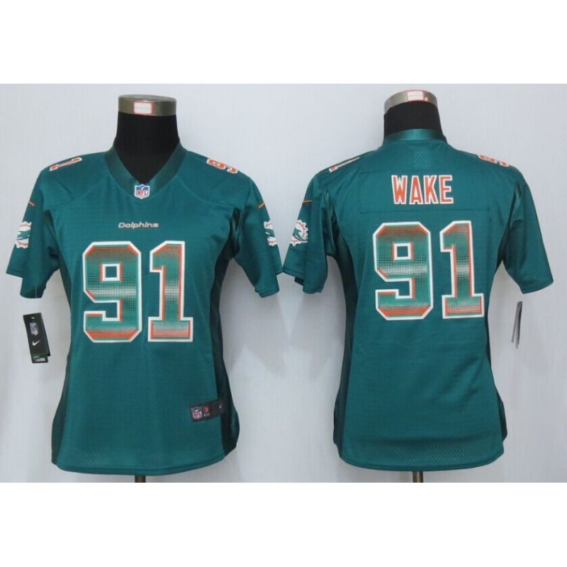 Cheap Cameron Wake Dolphins Women Jersey From China Green Strobe #91