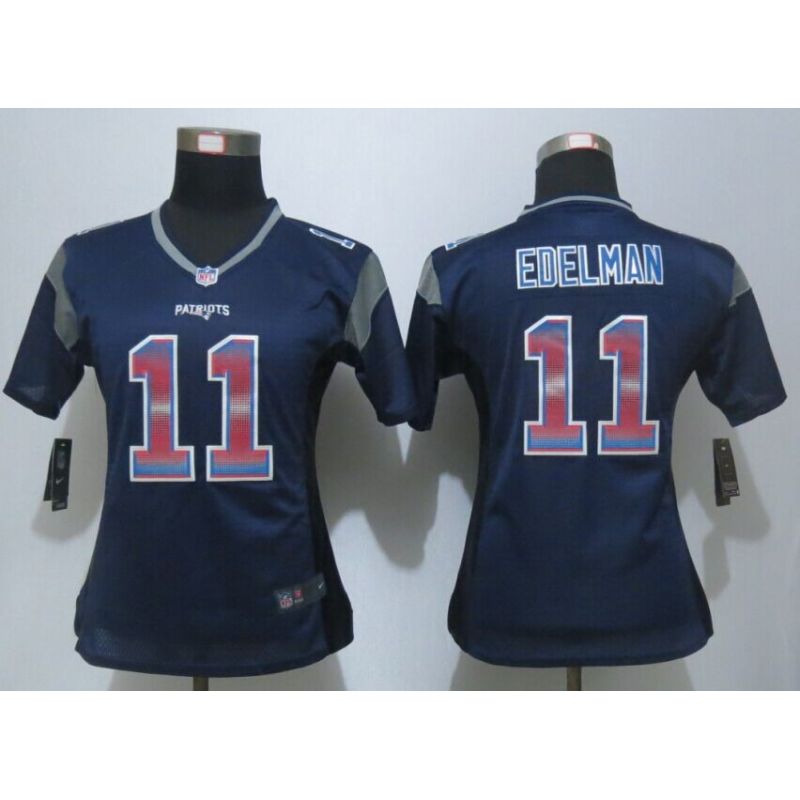 Cheap Julian Edelman Patriots Women Jersey From China Blue Strobe #11