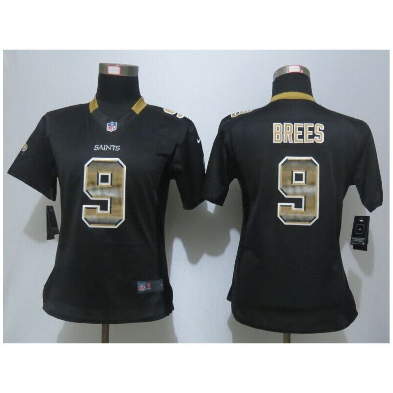 Cheap Drew Brees Saints Women Jersey From China Black Strobe #9