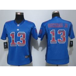 Cheap Odell Beckham JR Giants Women Jersey From China Blue Strobe #13