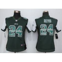 Cheap Darrelle Revis Jets Women Jersey From China Green Strobe #24