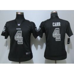 Cheap Derek Carr Raiders Women Jersey From China Black Strobe #4