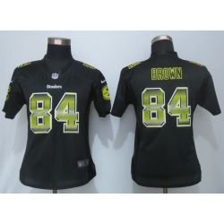 Cheap Antonio Brown Steelers Women Jersey From China Black Strobe #84