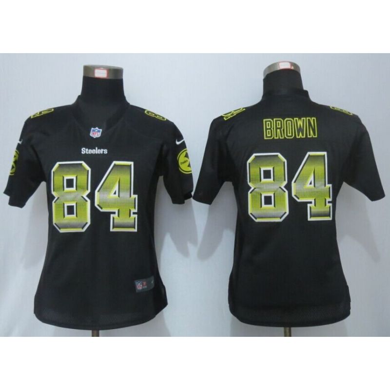 Cheap Antonio Brown Steelers Women Jersey From China Black Strobe #84