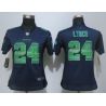 Cheap Marshawn Lynch Seahawks Women Jersey From China Blue Strobe #24