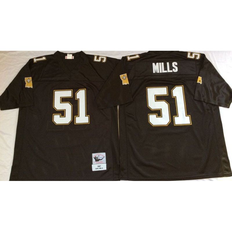 Cheap Sam Mills Saints Jersey From China Black throwback #51