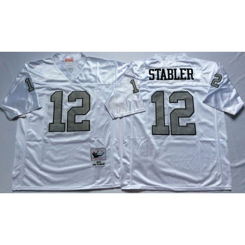 Cheap Kenny Stabler Raiders Jersey From China White throwback Sliver number #12